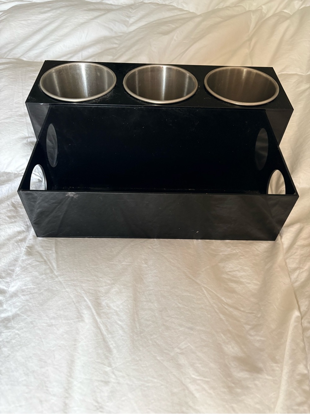Black 3-Cup Stainless Steel Organizer Tray  For Hairdryer and brushes